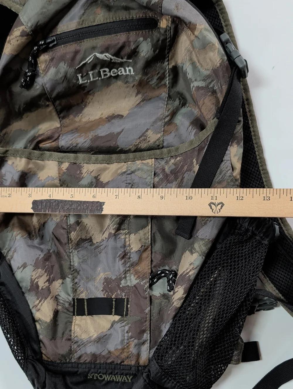 L. L. Bean, Stowaway, Camo Backpack.